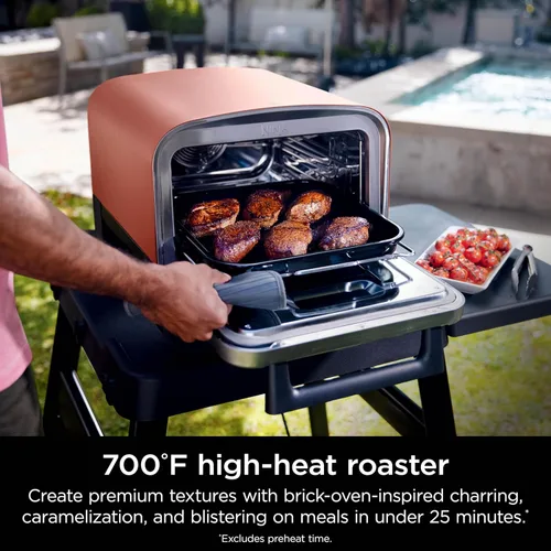 Miniatura 7 de Horno de pizza de leña al aire libre Ninja, asador eléctrico portátil 8 en 1, calienta hasta 700°F, 5 configuraciones de pizza artesanal, caja