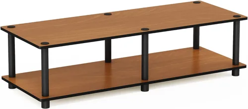 Miniatura 24 de Furinno Turn-N-Tube Soporte de TV, centro de entretenimiento de esquina de 3 niveles con estantes abiertos, consola de TV sin herramientas para TV