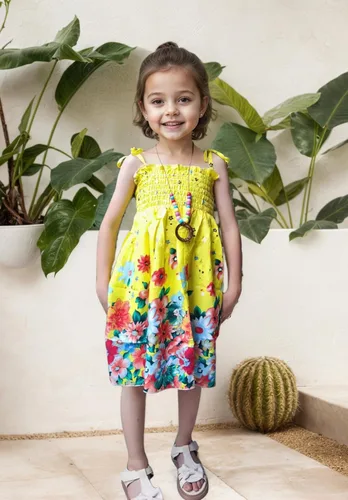 Miniatura 2 de Vestidos bohemios para niñas, floral, sin mangas, arcoíris, playa, con collar, 2-12T