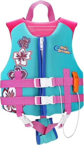 HeySplash Chaleco de natación para niños pequeños, chaqueta de natación para niños de 30-50/50-80 libras, chaleco flotante para niños con correa de
