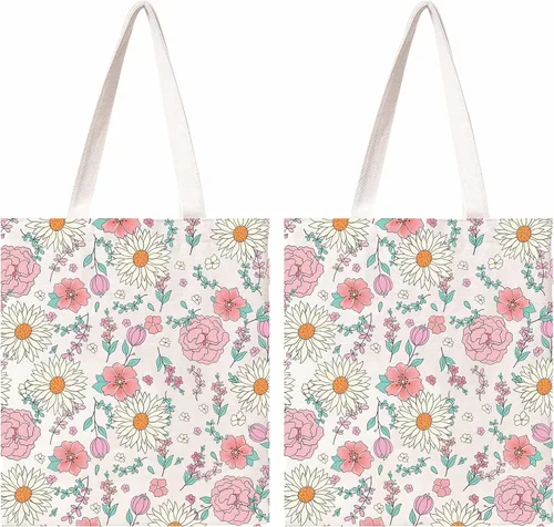 Miniatura 16 de Bolsa de lona de algodón para mujer, bolsa de regalo reutilizable, bolsa de hombro para compras, playa, bolsa de hombro
