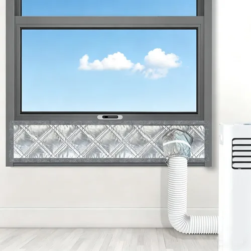 Miniatura 2 de Kit de ventana de aire acondicionado portátil resistente de 40 pulgadas, protector térmico de papel de aluminio reflectante, 100% opaco e
