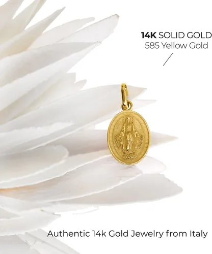 Miniatura 7 de forme di Lucchetta - pequeño dije colgante de medalla milagrosa de oro de 14 K - Fina joyería católica italiana - Dije para collar de la Bendita