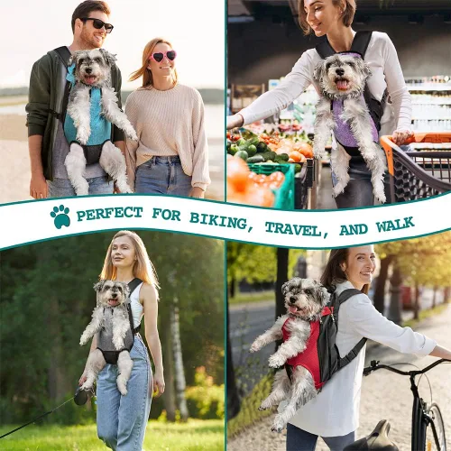 Miniatura 6 de PetAmi Mochila transportadora para perros, mochila transportadora frontal ajustable para mascotas y gatos, transportadora ventilada para el pecho