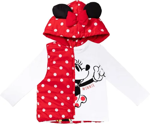 Miniatura 5 de Disney Minnie Mouse - Conjunto de camiseta y leggings acolchados con cremallera y chaleco de 3 piezas para bebés y niños grandes