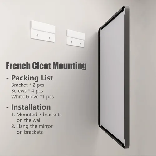Miniatura 4 de Paquete de 2 espejos de baño con marco de metal negro de 22 x 30 pulgadas, espejo rectangular redondeado negro mate, antioxidante, se cuelga