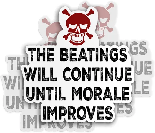 Miniatura 2 de (3 unidades) The Beatings Will Continue Until Morale Improves - Adhesivo para hombres, padre, papá, sombrero duro, calcomanías de regalo