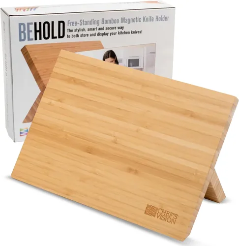 Chef's Vision Bloque magnético para cuchillos, soporte magnético de bambú para encimera de cocina, soporte independiente para cuchillos de colores,