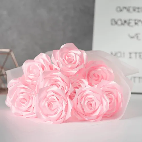Miniatura 6 de Mauproy Cinta de satén rosa bebé de 1-1/2 pulgadas de ancho, cinta de tela de poliéster sólido de 50 yardas para hacer rosas, envoltura de regalos