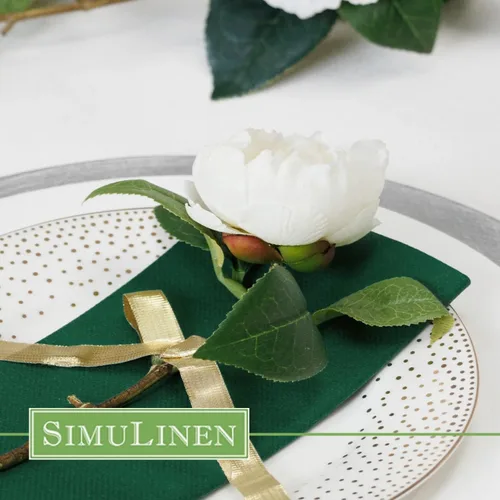 Miniatura 6 de SimuLinen Servilletas desechables de lino verde esmeralda con tacto de lino verde oscuro, servilletas de boda similares a tela, 16 x 16 pulgadas