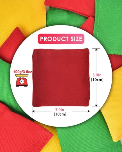 Miniatura 4 de TINDTOP Puf para lanzar (3.9 x 3.9 pulgadas, 3.5 onzas), 12 unidades de Cornhole al aire libre, juegos de lona coloridos, bolsas de frijoles