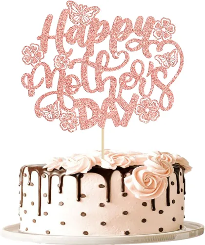 Miniatura 19 de Gyufise 1 paquete de decoración para pastel del día de la madre, la mejor mamá del mundo, con flores de mariposa, decoración de pastel de cumpleaños