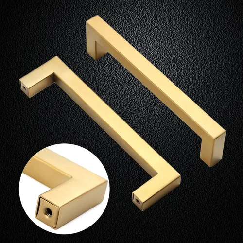 Miniatura 4 de Tiradores para gabinete dorados, manijas cuadradas para cajones, paquete de 2, manijas de acero inoxidable para cocina de 13-4/5 pulgadas, herrajes