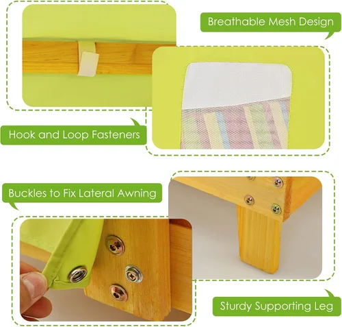 Miniatura 8 de COSTWAY Tumbona doble para niños al aire libre, silla de patio de 2 asientos con portavasos y cojines, silla de playa para niños con toldo, muebles