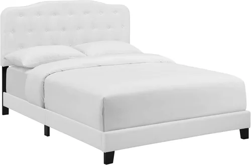 Miniatura 3 de Modway Amelia - Base de cama tapizada de tela capitoné tamaño Queen, color blanco