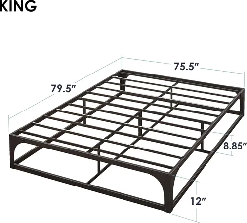 Miniatura 2 de Somier de cama individual Mellow 9 pulgadas, con base de colchón de láminas de acero resistente Negro
