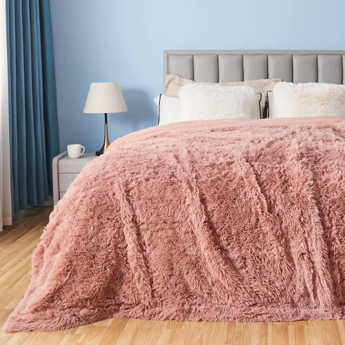 Miniatura 58 de GONAAP Manta de Tiro de Piel Sintética Mullida Tamaño Twin Rosa Claro Súper Suave Acogedora Felpa Mullida Lanuda para Sofá, Sillón o Cama
