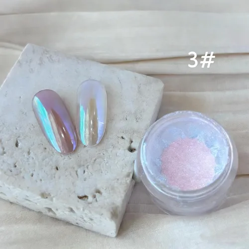 Miniatura 4 de Moonlight - Polvo de uñas cromado, arco iris, 3 frascos, polvo de uñas Aurora, unicornio, sirena, cromado, polvo para uñas, purpurina