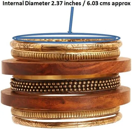 Miniatura 6 de Touchstone Indian Bollywood Hand Cut Natural Wood Pretty Assorted Patterns Brass Designer Jewelry Bangle Bracelets In Gold Tone For Women.