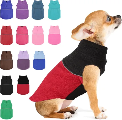 Miniatura 19 de Suéteres para perros pequeños hembra, chaleco de forro polar para perro con agujero para correa, suéter pullover cálido, chaqueta para cachorro
