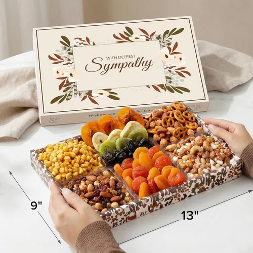 Miniatura 2 de Broadway Basketeers Cesta de regalo de frutas secas y frutos secos, bandeja de frutas secas y nueces de condolencia kosher prémium para familias