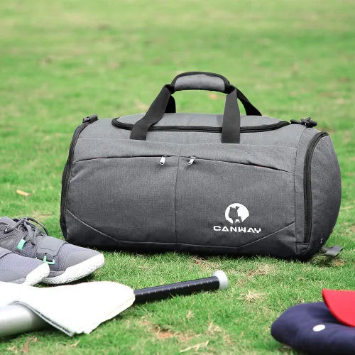 Miniatura 7 de Canway Bolsa deportiva para gimnasio, bolsa de viaje con bolsillo húmedo y compartimento para zapatos para hombres y mujeres, 45L, ligera