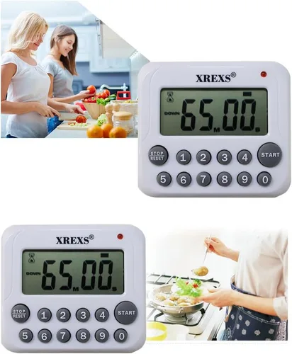 Miniatura 5 de XREXS Temporizador digital de cocina, con pantalla LCD grande. Temporizador de cuenta regresiva. Temporizador de cocina con alarma fuerte, con parte