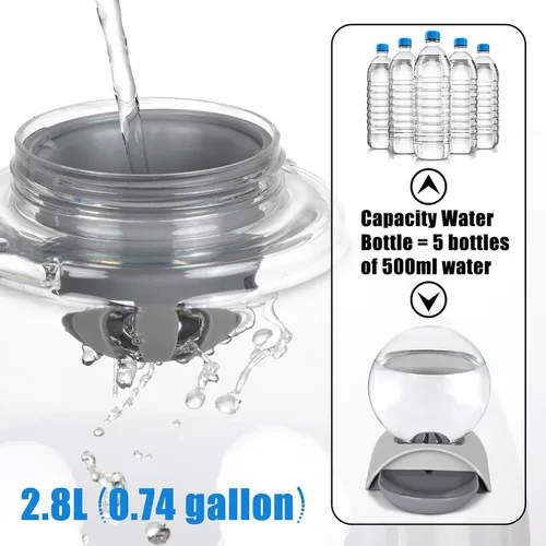 Miniatura 4 de Dispensador de agua para mascotas, dispensador automático de agua para gatos de gravedad de 2.8 L para gatos, perros y conejos, comedero desmontable