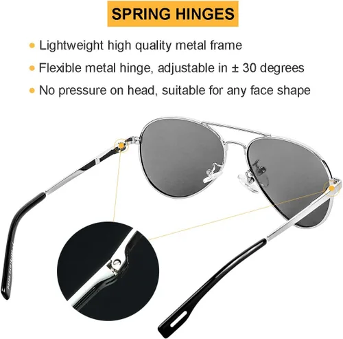 Miniatura 19 de Gleyemor Lentes de sol polarizados estilo aviador para niños y niñas, jóvenes, adolescentes, dos tamaños de 1.969 in y 2.047 in