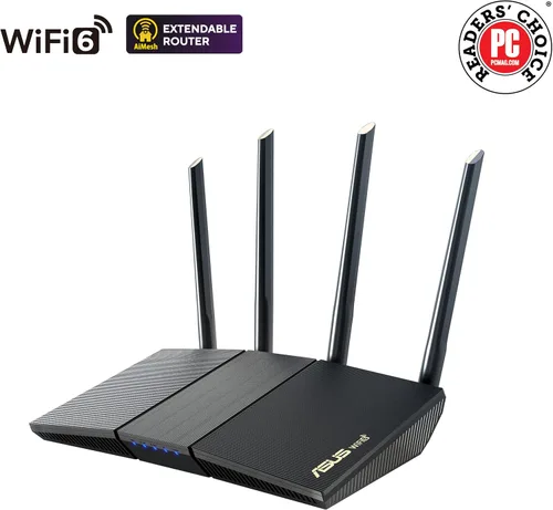 Miniatura 2 de ASUS RT-AX1800S Router extensible WiFi 6 de doble banda, seguridad de red sin suscripción, control parental, VPN incorporada, compatible con AiMesh