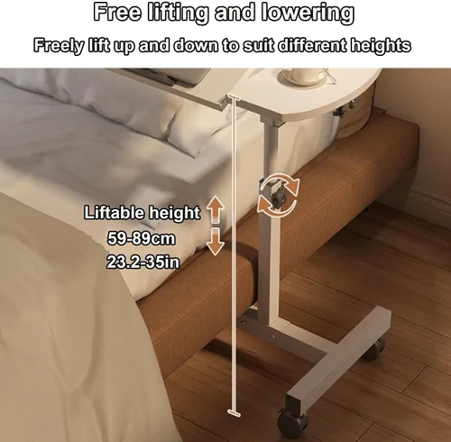 Miniatura 4 de Mesa auxiliar pequeña, mesa auxiliar para sala de estar, mesa auxiliar de ángulo ajustable, rotación de 360° con ruedas, mesa auxiliar móvil, fácil