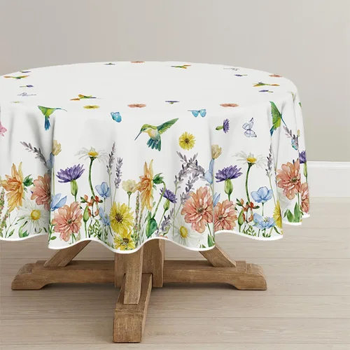 Miniatura 8 de Horaldaily Mantel de primavera y verano de 52 x 70 pulgadas, diseño de flores, mariposas y pájaros, lavable, para decoración de fiestas, pícnic