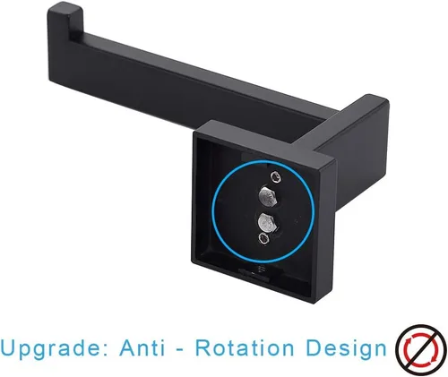 Miniatura 8 de TASTOS Soporte de papel higiénico negro mate, dispensador de rollos de papel higiénico y colgadores montado en la pared para baño y cocina, acero