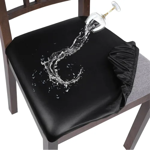SearchI Fundas impermeables de cuero PU para asientos de sillas de comedor, paquete de 6 fundas elásticas para sillas de comedor, protectores para