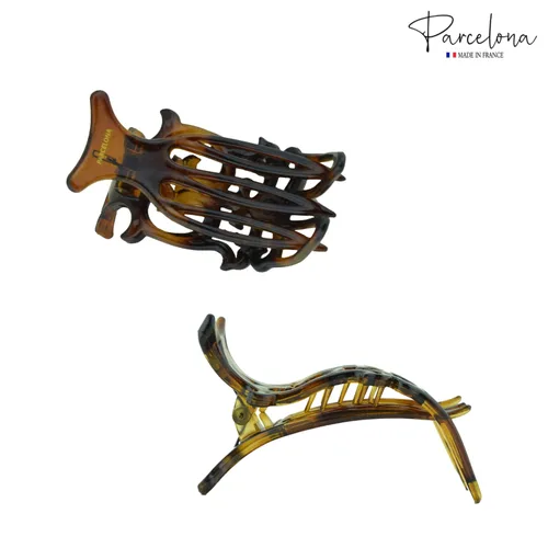 Miniatura 5 de Parcelona Pequeña diapositiva francesa de celuloide intrincada en la pinza lateral del pelo del deslizador para el pelo fino