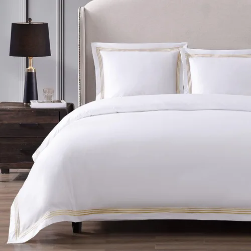 Miniatura 11 de Pure Parima Triple Luxe Sateen Hotel Collection - Juego de funda de edredón 100% algodón egipcio certificado, bordado Baratta, matrimonial/Queen