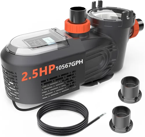 Miniatura 10 de Bomba de piscina de velocidad variable de 1.8 HP para piscinas elevadas e interiores, hasta 9114 GPH, bomba de piscina inversora de 220 V con motor
