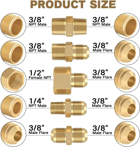 Miniatura 2 de Extensión de manguera de propano trenzada de alta presión de 24 pies y accesorios con acoplamiento de conversión de abocinado de 3/8 pulgadas a NPT