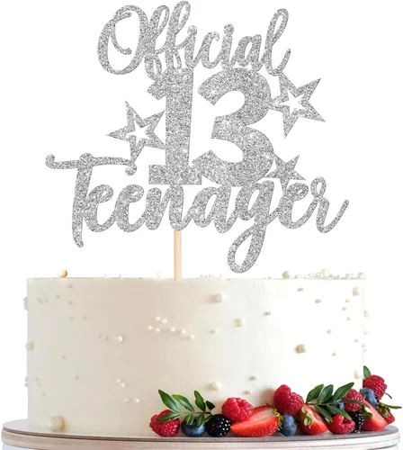 Miniatura 12 de Rsstarxi Paquete de 1 decoración oficial para pastel de 13 cumpleaños con purpurina para adolescentes a 13 años de edad, número 13, fabulosa Negro