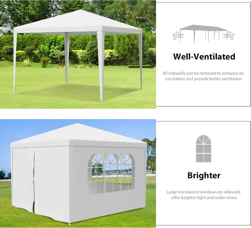 Miniatura 5 de Carpa para exteriores de 10 x 10 pies, tienda de campaña para fiestas de boda, cenador portátil, carpa con toldo, camping, refugio, almacenamiento