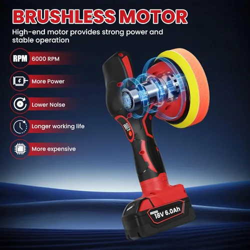 Miniatura 3 de Kit de pulidora de búfer inalámbrica para batería MILWAUKEE 18V LI-ION. Pulidora de búfer orbital de 6 pulgadas con 8 velocidades variables con 25
