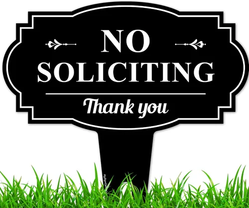 Miniatura 11 de Letrero de No Soliciting Yard (No Soliciting Yard Sign, No Solicitation In Ground de 11 x 11 pulgadas), ACM libre de óxido, resistente a