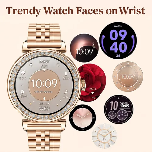 Miniatura 3 de Yihou Relojes inteligentes para mujer, rastreador de actividad física con diamantes, modos multideportivos, monitor de frecuencia cardíaca