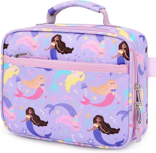 Miniatura 20 de mibasies Lonchera infantil para niñas, bolsa de almuerzo aislada y reutilizable para la escuela, preescolar, jardín de infantes, fresas surtidas