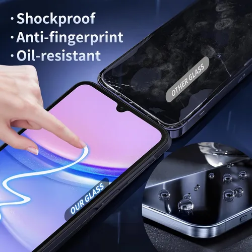 Miniatura 3 de 2 protectores de pantalla de privacidad para Samsung Galaxy A15 5G/4G antiespía + 2 protectores de lente de cámara, vidrio templado antiespías