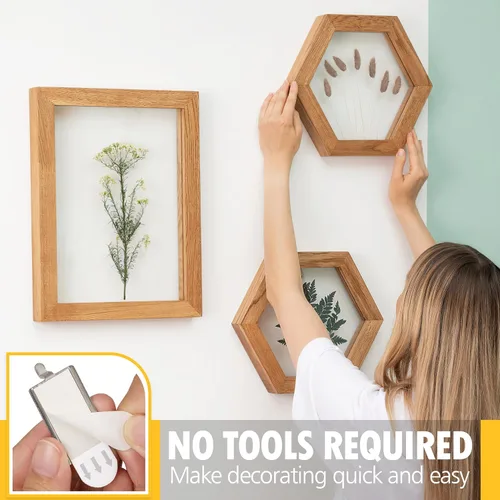 Miniatura 4 de LuBanSir Ganchos para colgar cuadros de pared sin clavos, paquete de 12 ganchos adhesivos de metal con 16 tiras para fotos pequeñas, arte y espejos