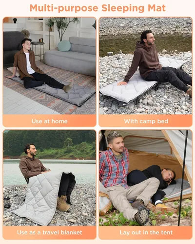 Miniatura 7 de KingCamp Colchón para Catre, Colchoneta de Camping Portátil y Liviana para Dormir, Suave, Cómoda, Antideslizante para Catre de Campamento, Litera