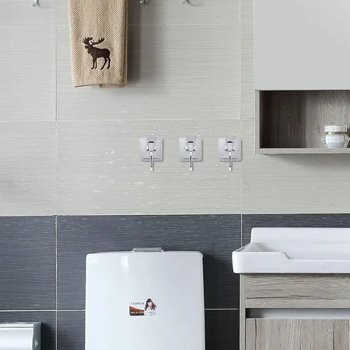 Miniatura 6 de Ganchos de ventosa para ducha, 2 ganchos de corona, decorativos chapados en plata, toalla impermeable, pared extraíble, 15 libras. Comando - Amplia