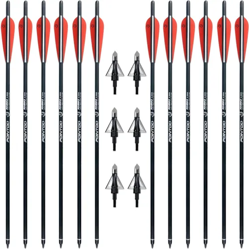 Miniatura 8 de Pernos de ballesta de carbono de 20 pulgadas, flechas de caza con paletas de 4 pulgadas y punta de flecha reemplazada (paquete de 12)