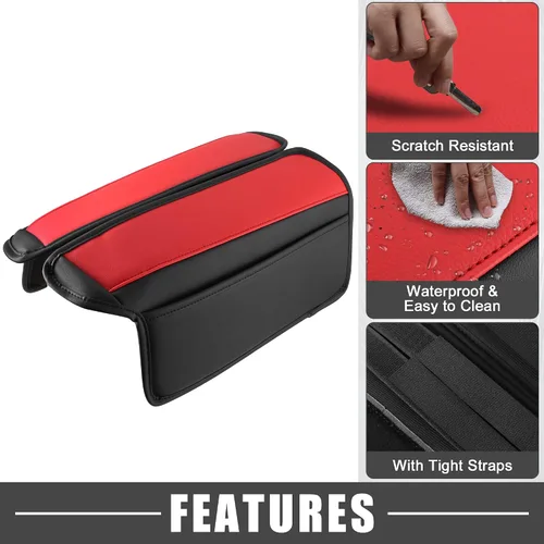 Miniatura 3 de Cojín para reposabrazos de consola central de automóvil, almohadilla suave, soporte negro y rojo para Nissan Rogue 2021 2022 2023 (paquete de 2)